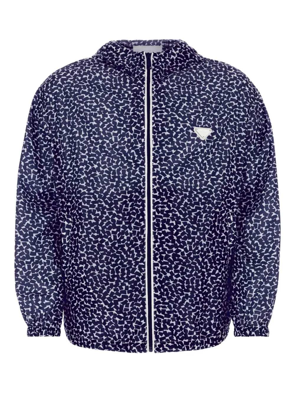 Prada printed hooded windbreaker Blauw