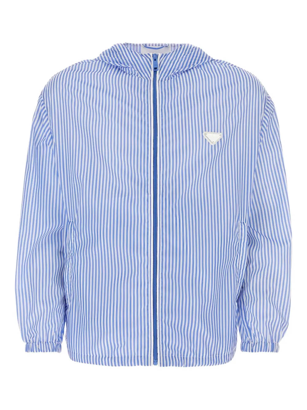 Prada striped hooded windbreaker Blauw