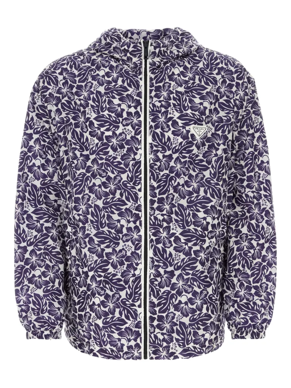 Prada hibiscus-print hooded windbreaker Blauw