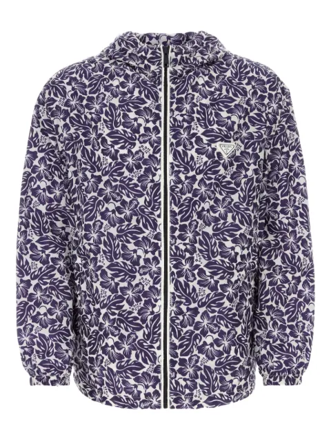 Prada hibiscus-print hooded windbreaker
