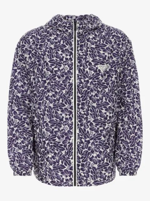 Prada hibiscus-print hooded windbreaker