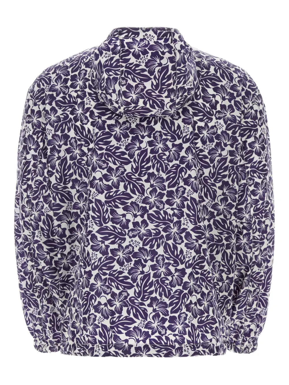 Prada hibiscus-print hooded windbreaker Blauw