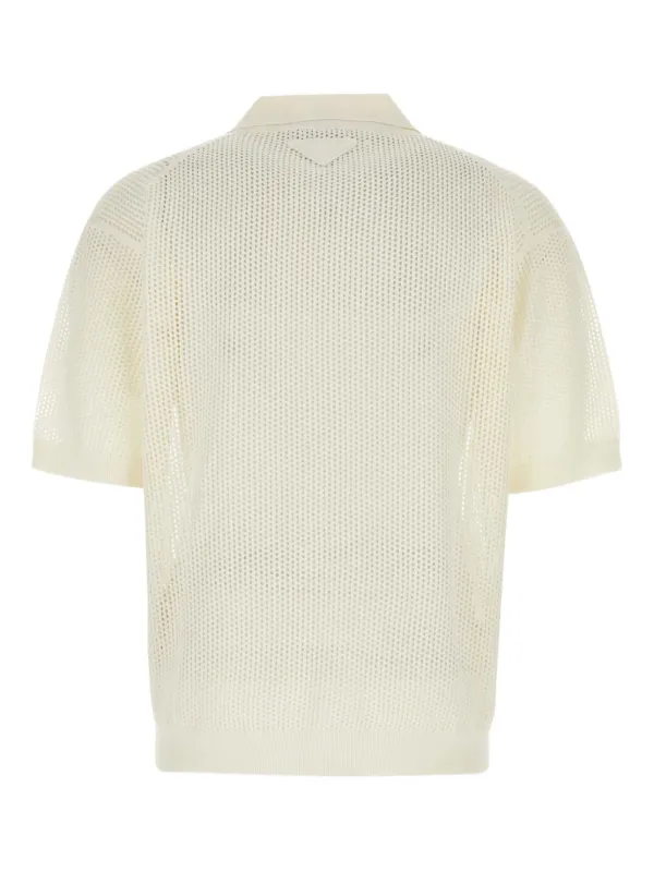 PRADA ホワイト ポロシャツ ホワイト 半袖 コットン ポロシャツ | PRADA