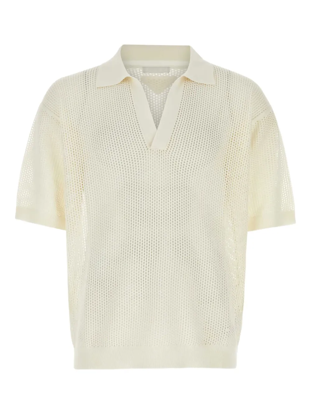 Prada open-knit polo shirt Wit
