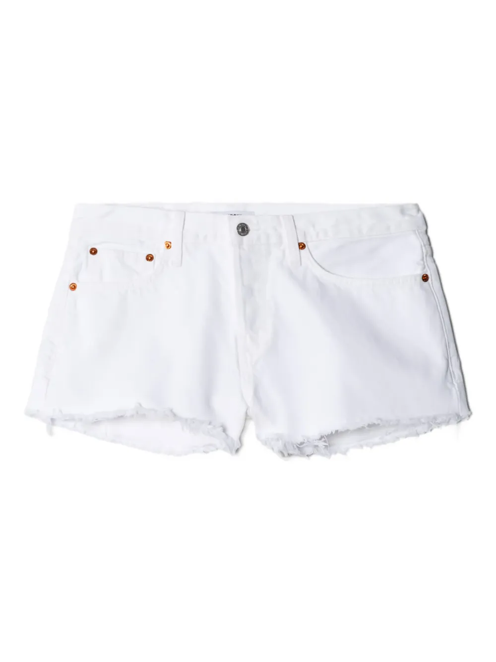 Re/done X Levi's Frayed-hem Denim Shorts In White