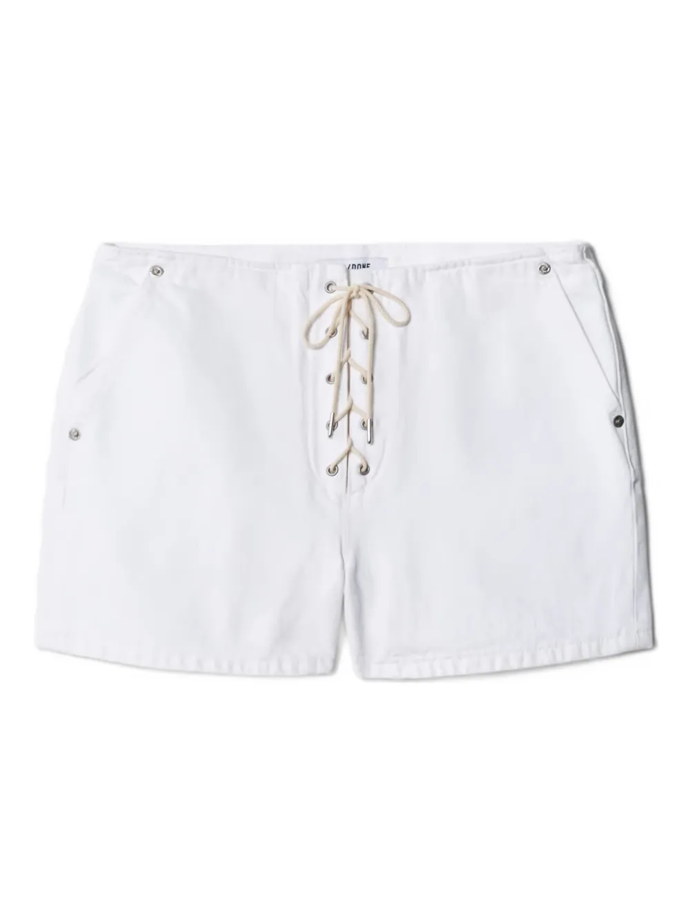 RE DONE The Boardwalk lace-up denim shorts Wit