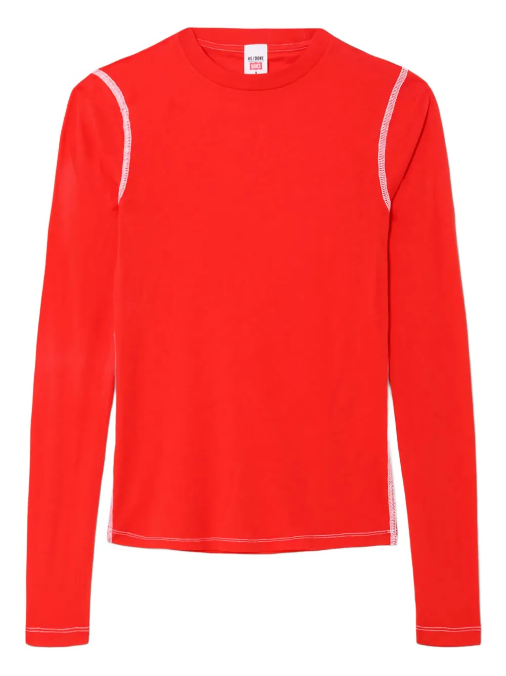 RE/DONE contrast-stitch long-sleeve tee | Red | Image 1