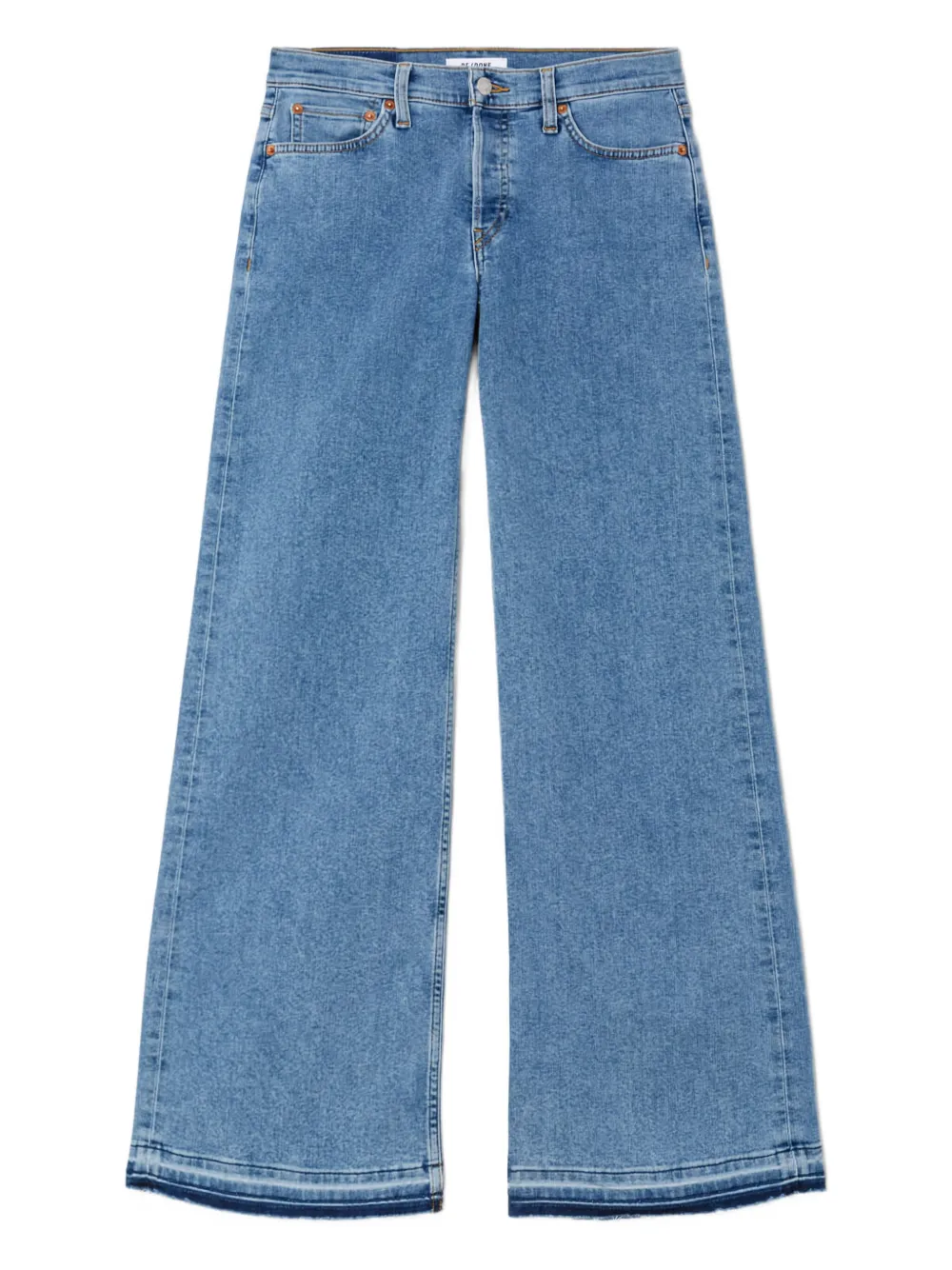 RE DONE mid-rise frayed-hem jeans Blauw