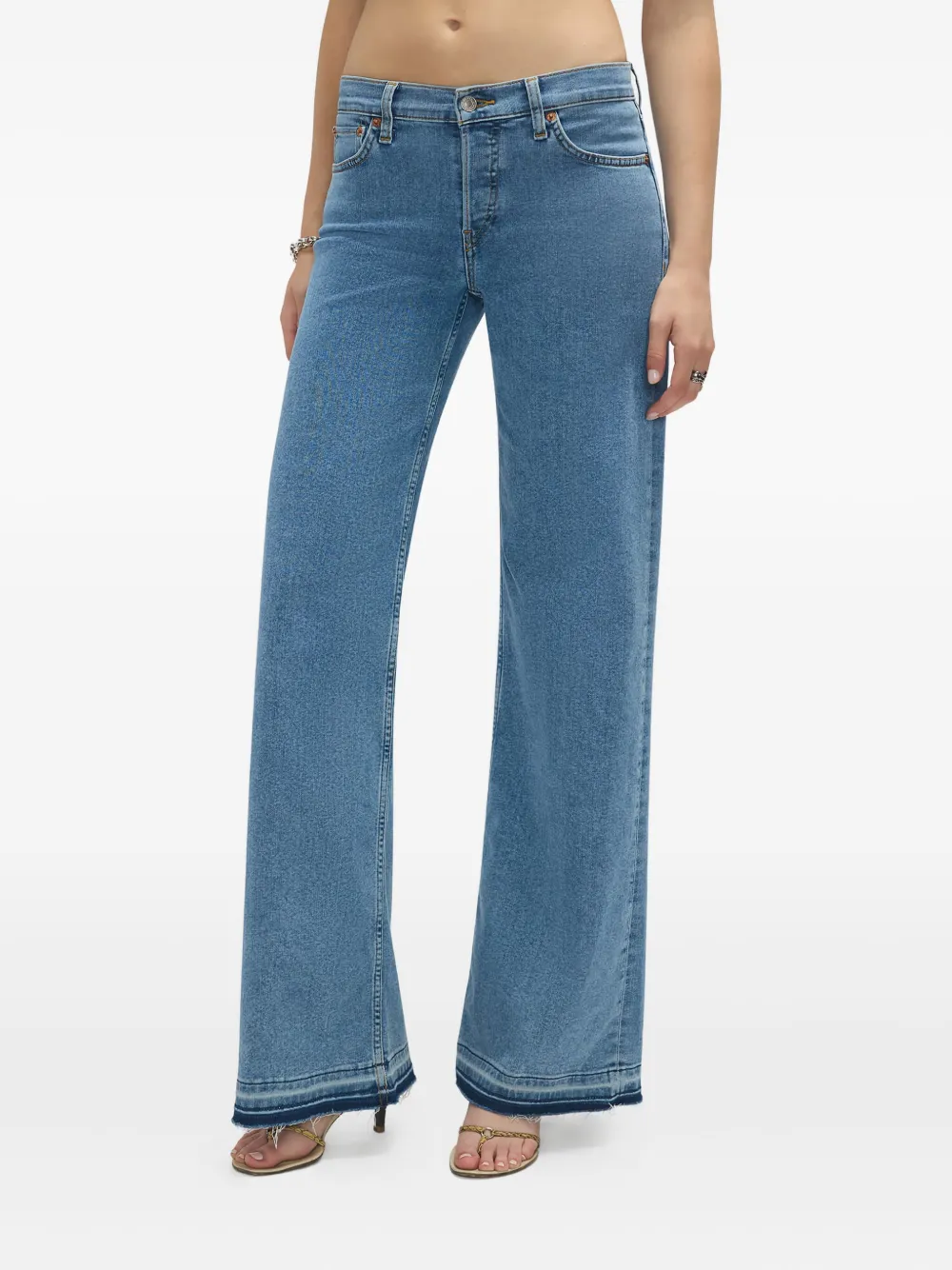 RE/DONE mid-rise frayed-hem jeans - Blauw