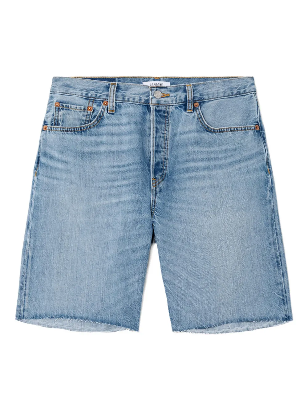 RE DONE 90s Comfort frayed-hem denim shorts Blauw