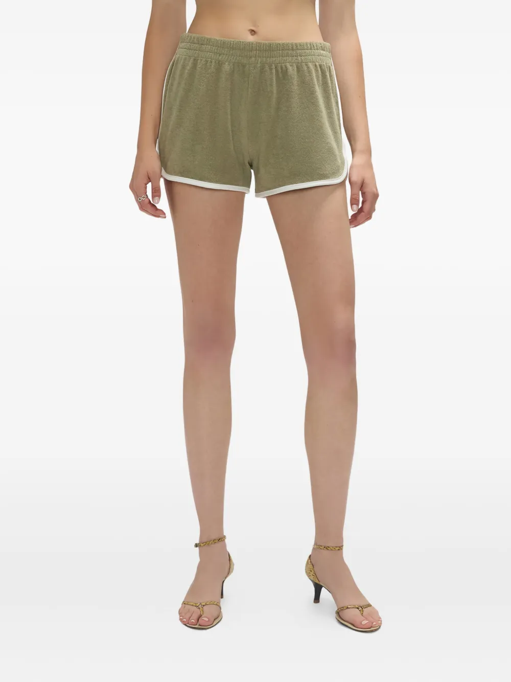 RE DONE elastic-waistband terry shorts Groen
