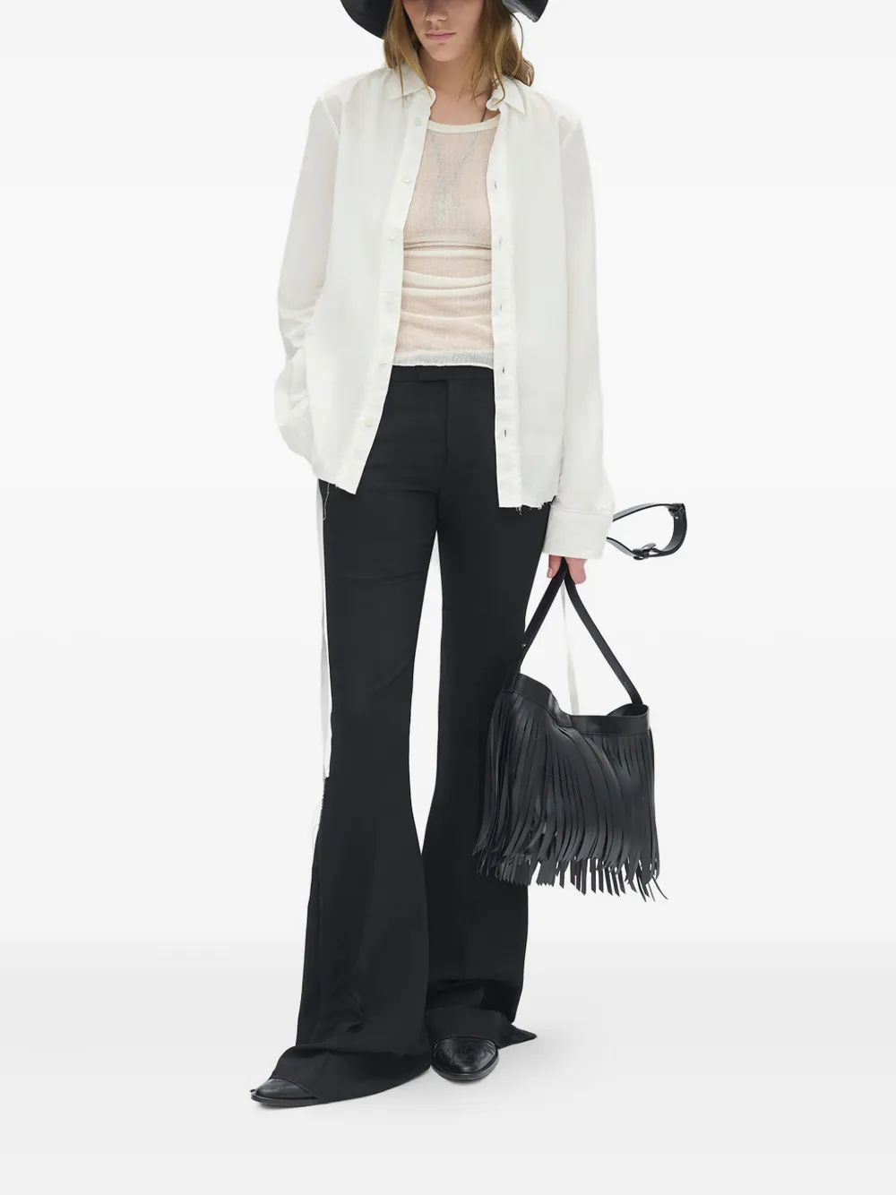 Ann Demeulemeester long-sleeved cotton shirt - Wit