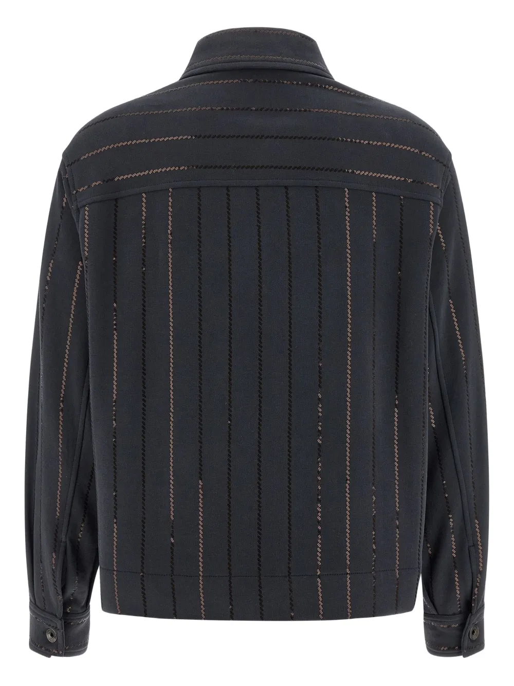 Brunello Cucinelli sequin-striped shirt Blauw
