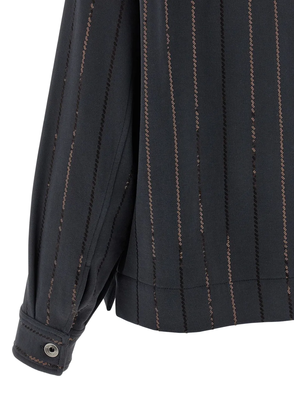 Brunello Cucinelli sequin-striped shirt Blauw