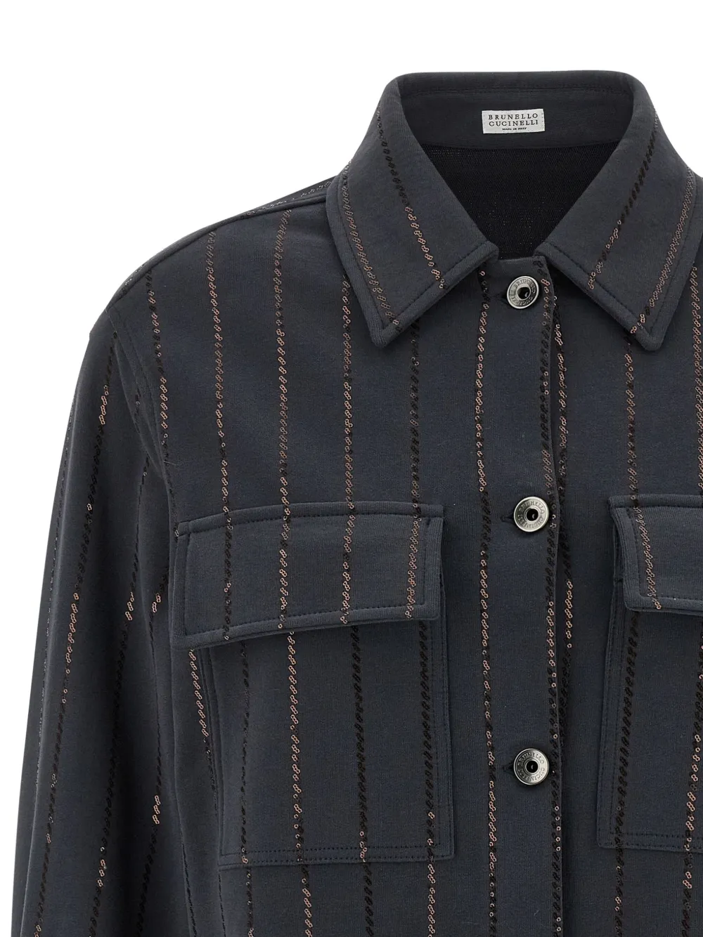Brunello Cucinelli sequin-striped shirt Blauw