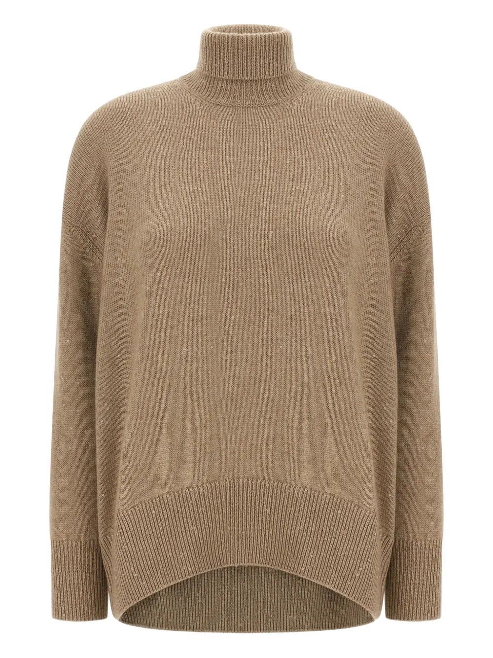 Brunello Cucinelli sequin-applique high-neck sweater Bruin
