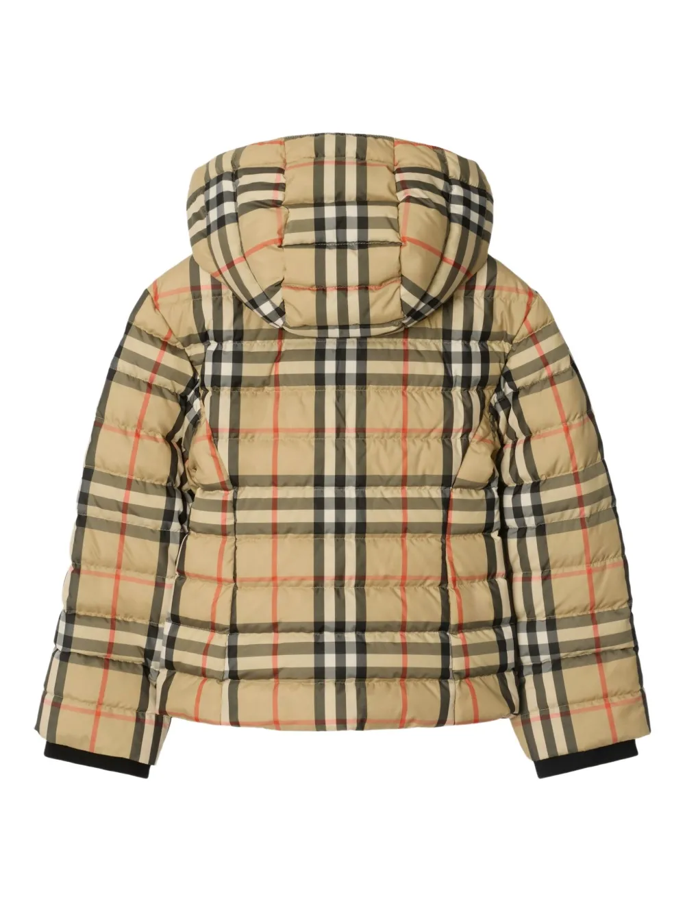 Burberry Kids check hooded puffer jacket Beige