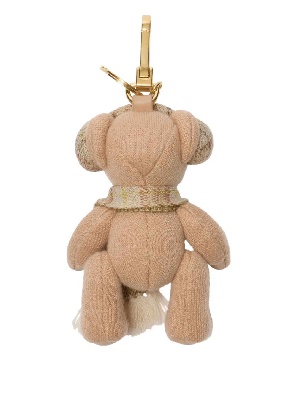 Burberry Thomas Bear checked-scarf bag charm Beige