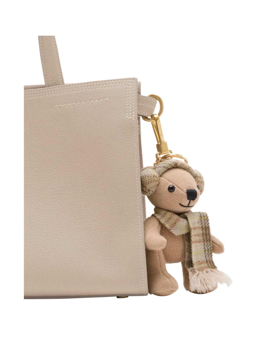 Burberry Thomas Bear tassenbedel met geruite sjaal Beige