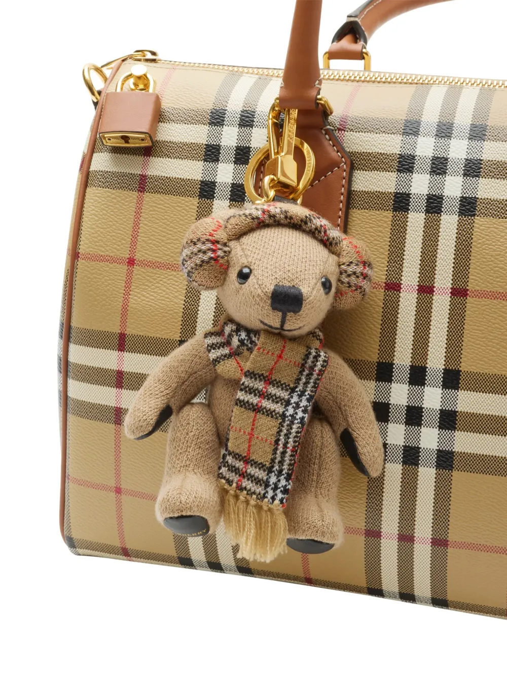 Burberry Thomas Bear check-scarf bag charm Beige