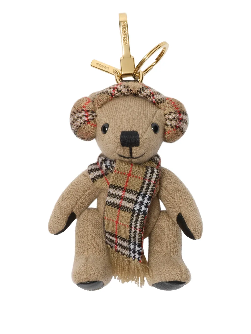 Burberry Thomas Bear check-scarf bag charm Beige