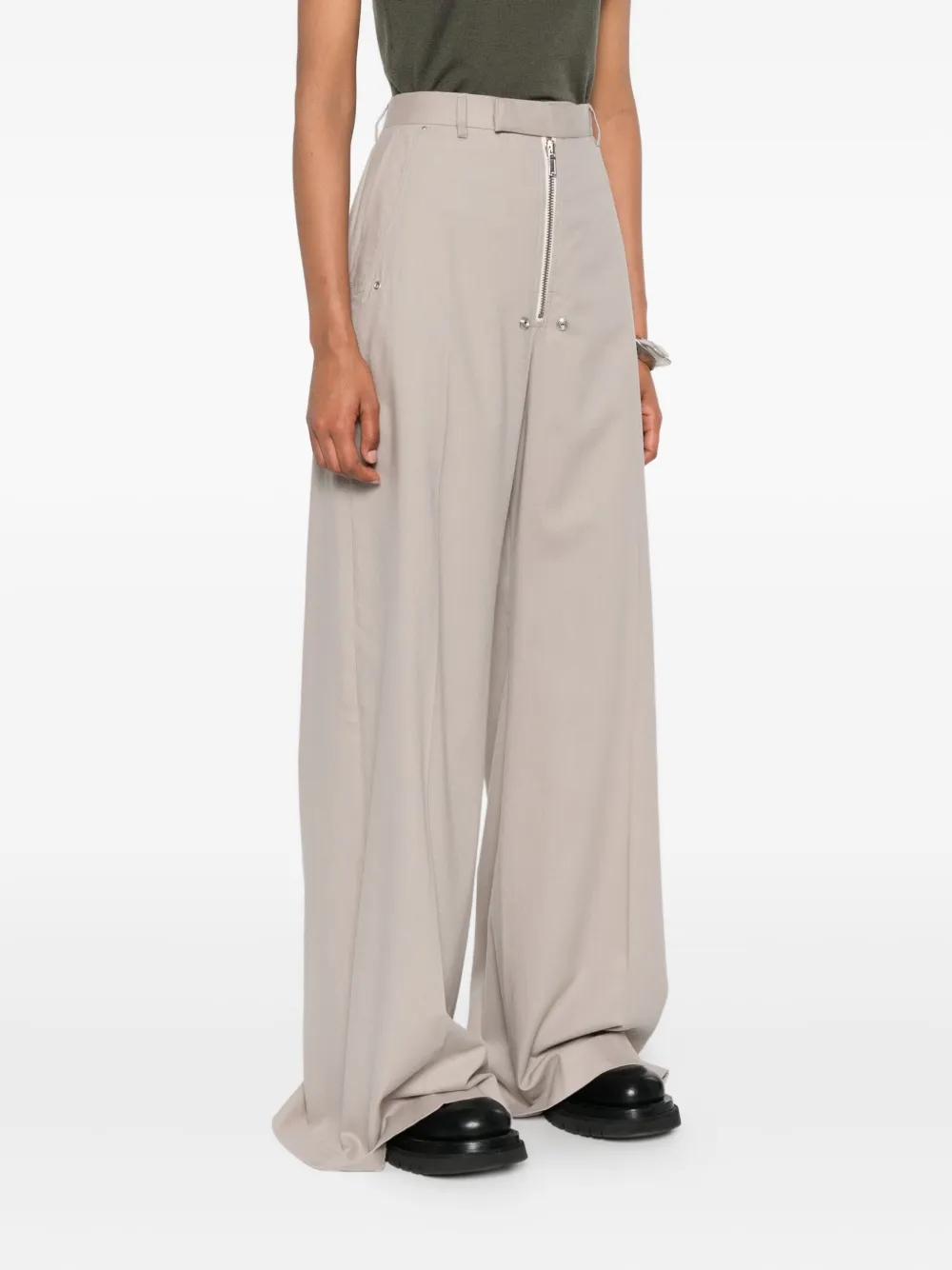 Rick Owens Broek met wijde pijpen en rits Grijs
