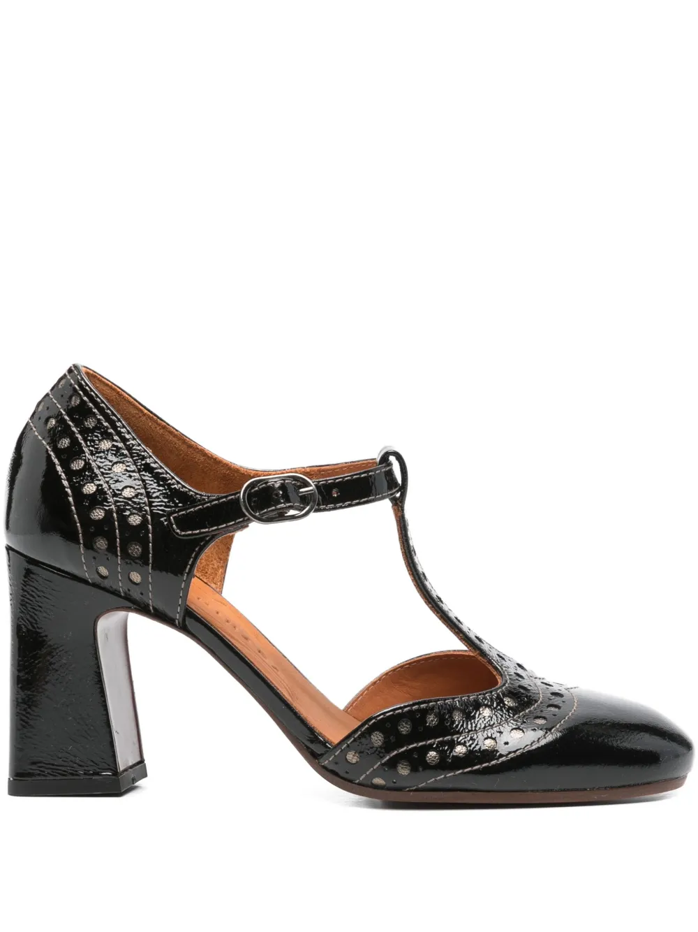 Chie Mihara 80mm T-bar block-heel pumps Black