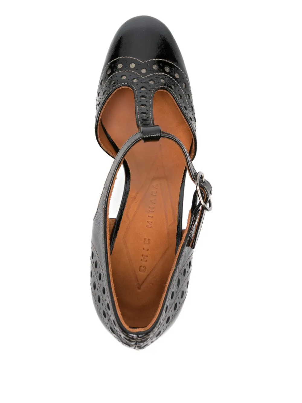 Chie Mihara 80mm T-bar block-heel pumps Black