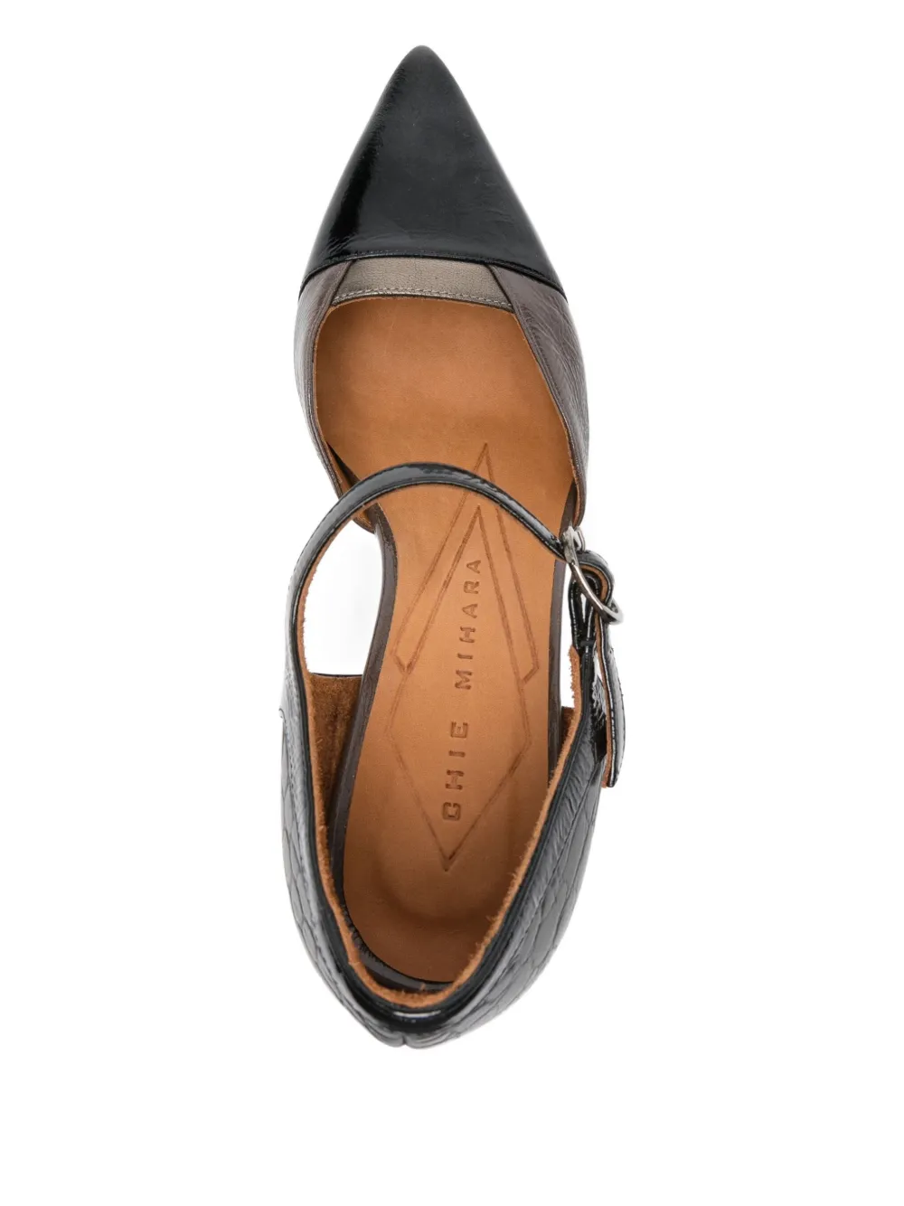 Chie Mihara 75mm Luer crocodile-effect block-heel pumps Black