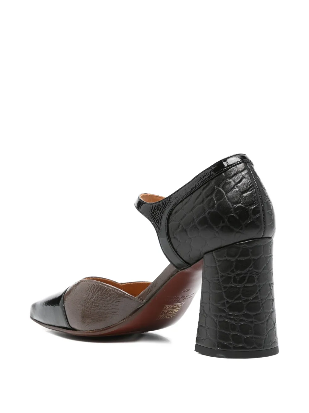 Chie Mihara 75mm Luer crocodile-effect block-heel pumps Black