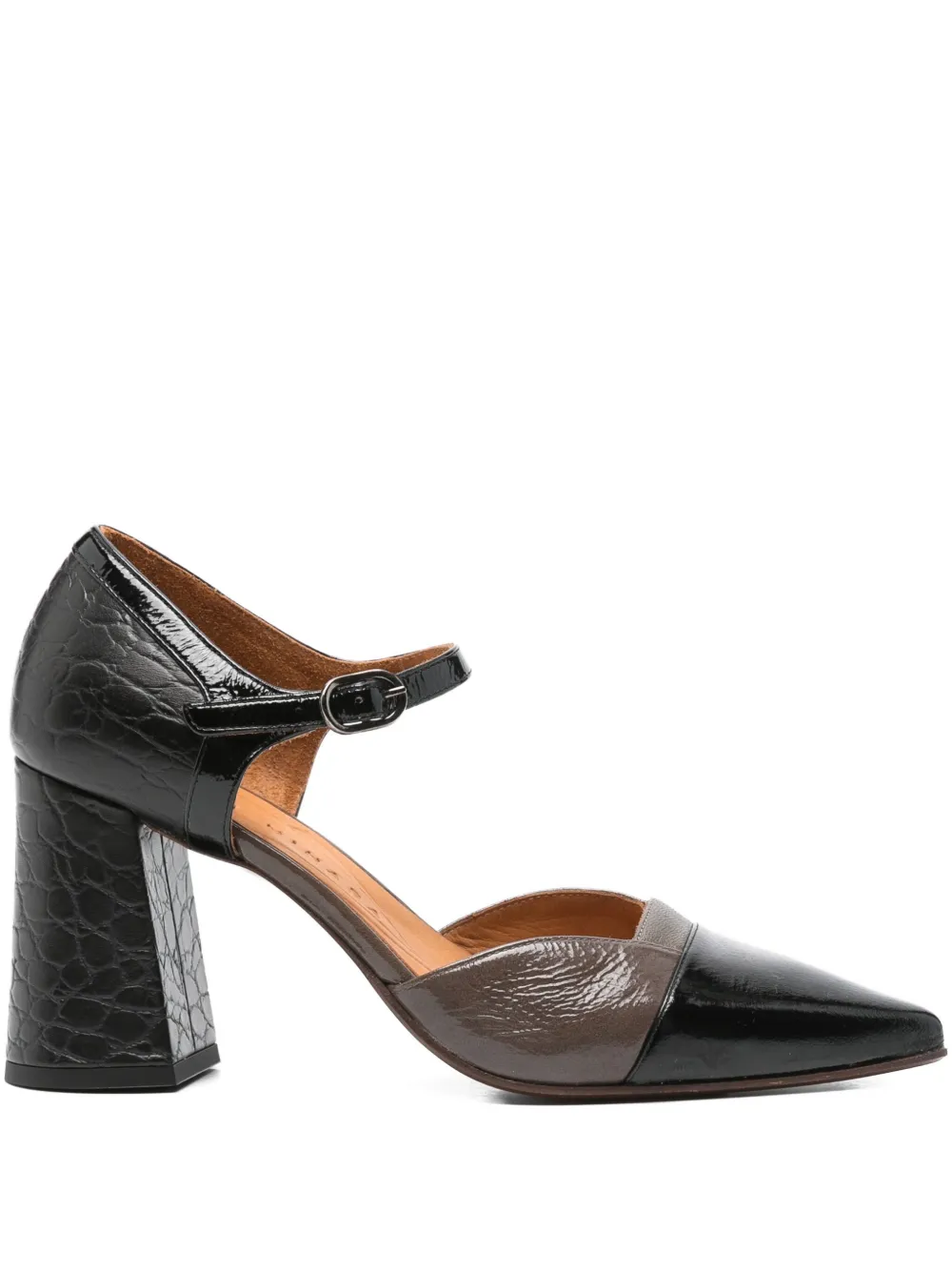 Chie Mihara 75mm Luer crocodile-effect block-heel pumps Black