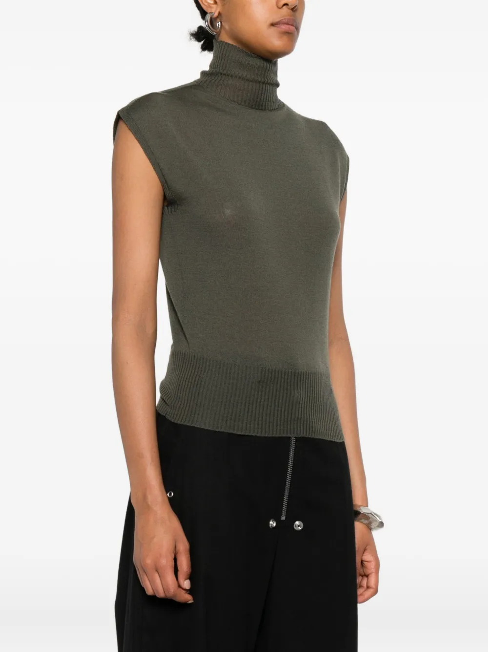 Rick Owens Concordians SI mouwloze top met hoge hals Groen