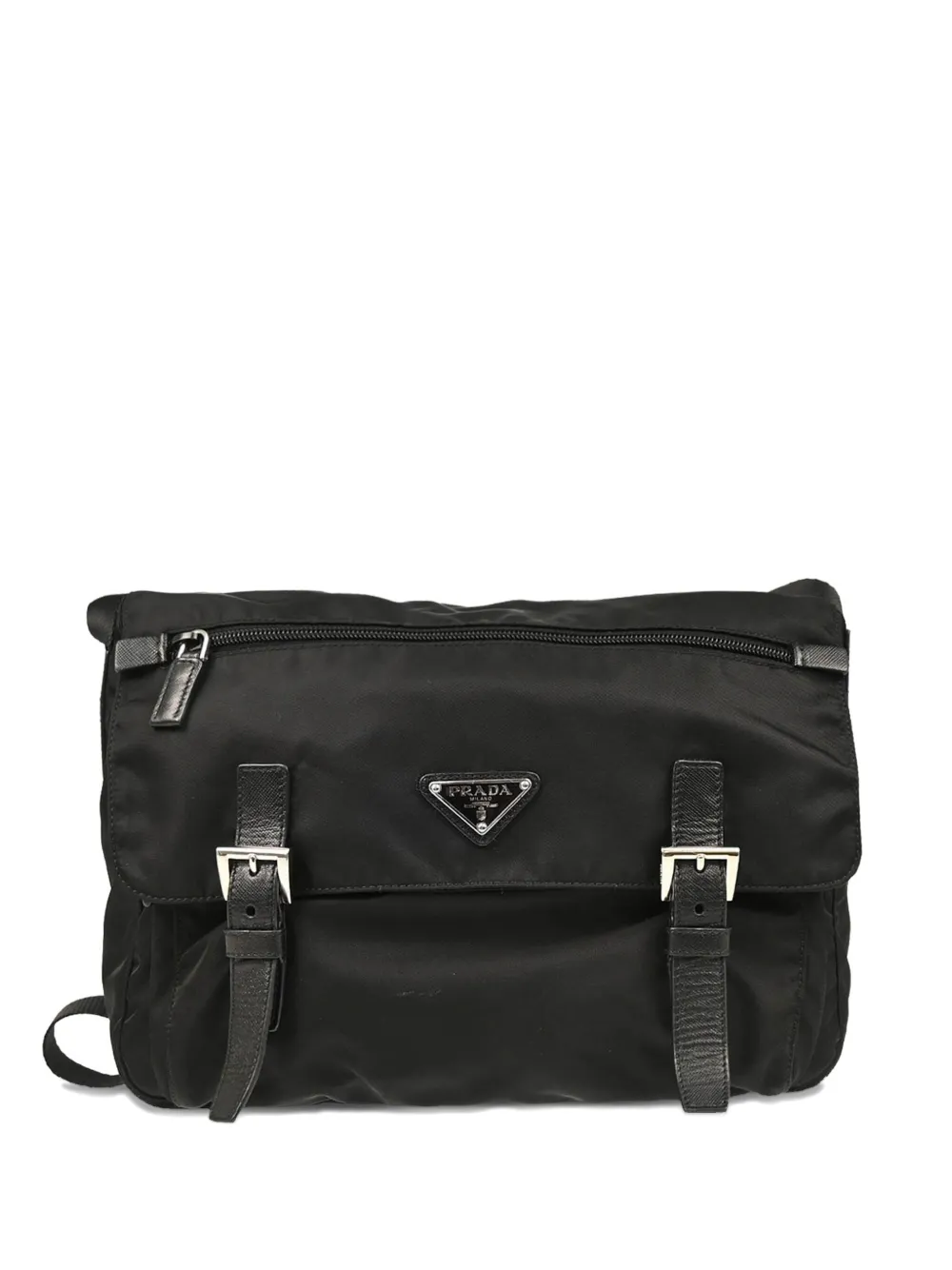 Prada Pre-Owned 1990-2000s トライアングルロゴ ショルダーバッグ - ブラック Prada Pre-Owned 1990-2000s トライアングルロゴ ショルダーバッグ - ブラック