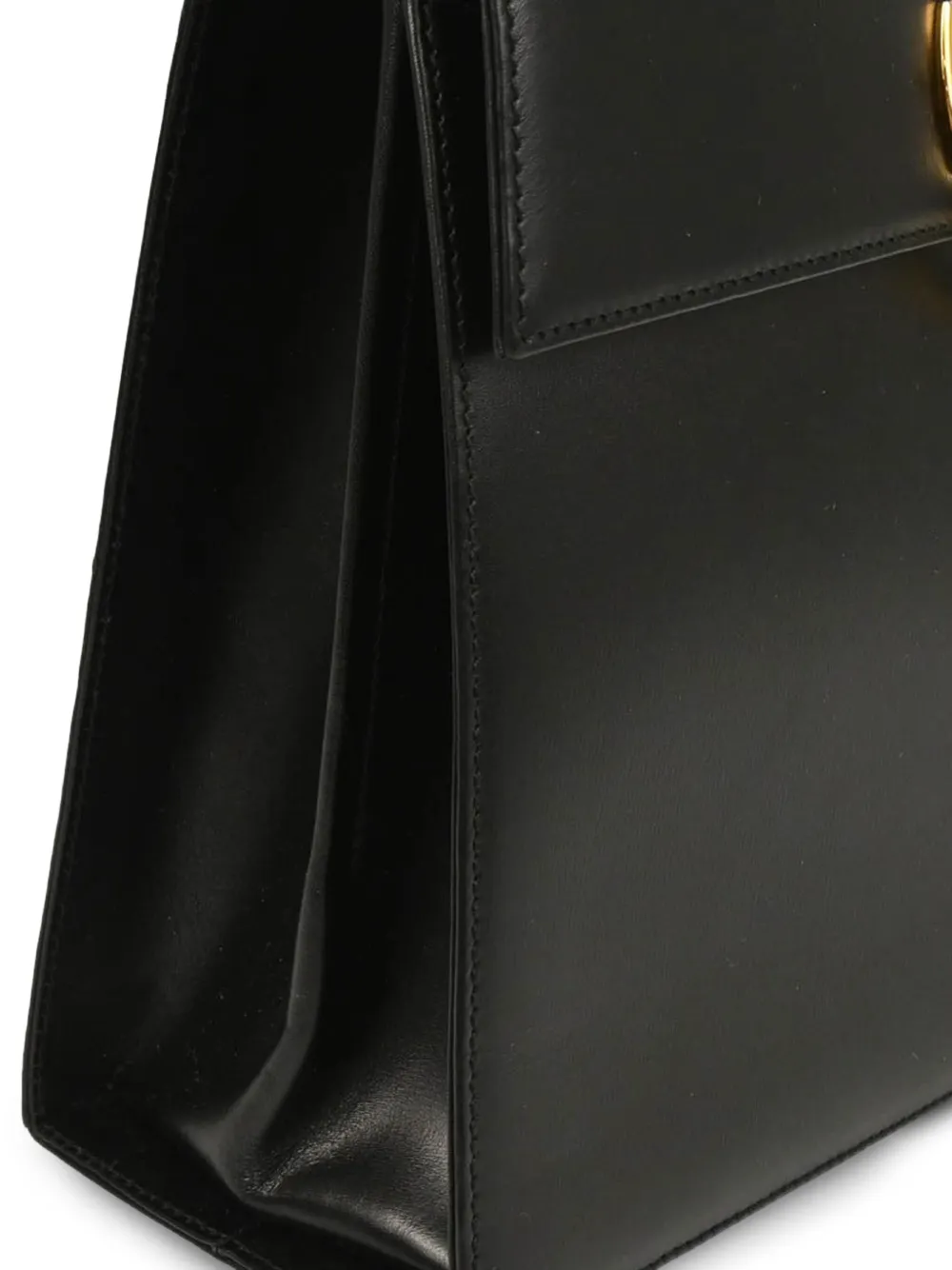 Pre-owned Ferragamo 1990s-2000s Gancini Leather Two-way Handbag In Black