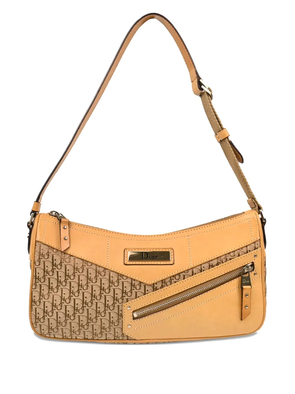 Pre-owned Dior 2003 Trotter Monogram Shoulder Bag In Neutral