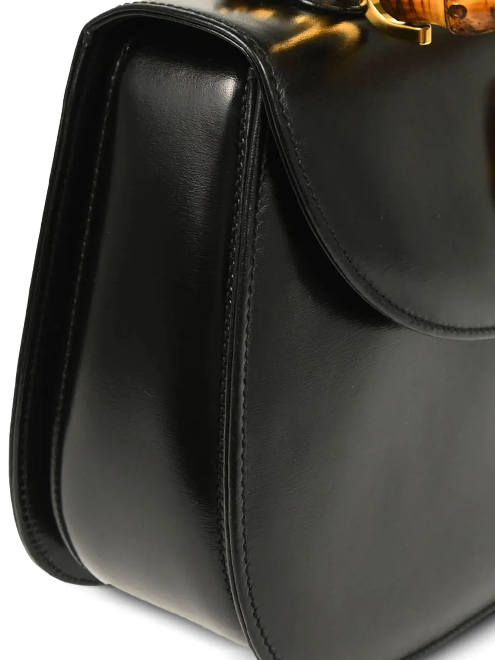 Pre-owned Gucci 1990-2000s Bamboo 2way Leather Tote Bag In Black