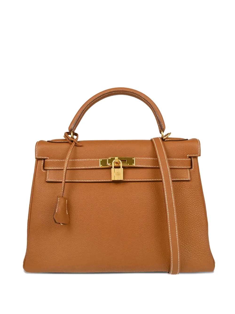 Pre-owned Hermes 2003 Kelly 32 Two-way Handbag In Brown