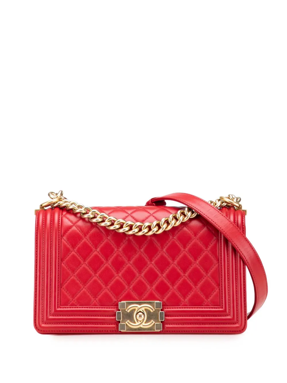 CHANEL Pre-Owned 2016-2017 オールドミディアム マトラッセ ラムスキン ボーイ フラップ ショルダーバッグ - CHANEL Pre-Owned 2016-2017 オールドミディアム マトラッセ ラムスキン ボーイ フラップ ショルダーバッグ -
