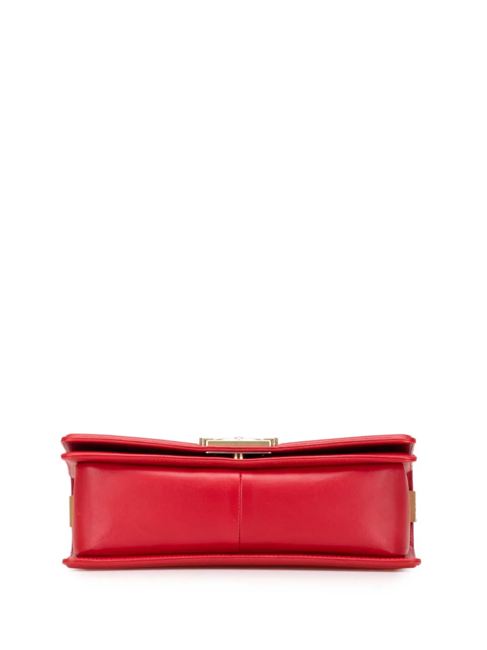 Pre-owned Chanel 2016-2017 Old Medium Quilted Lambskin Boy Flap Crossbody Bag In Red