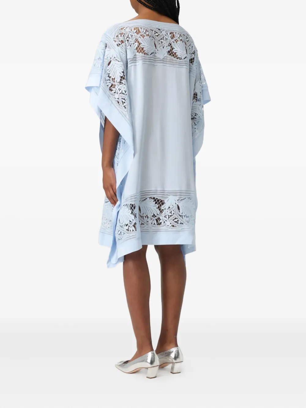 Ermanno Scervino Midi-jurk met kanten vlak Blauw