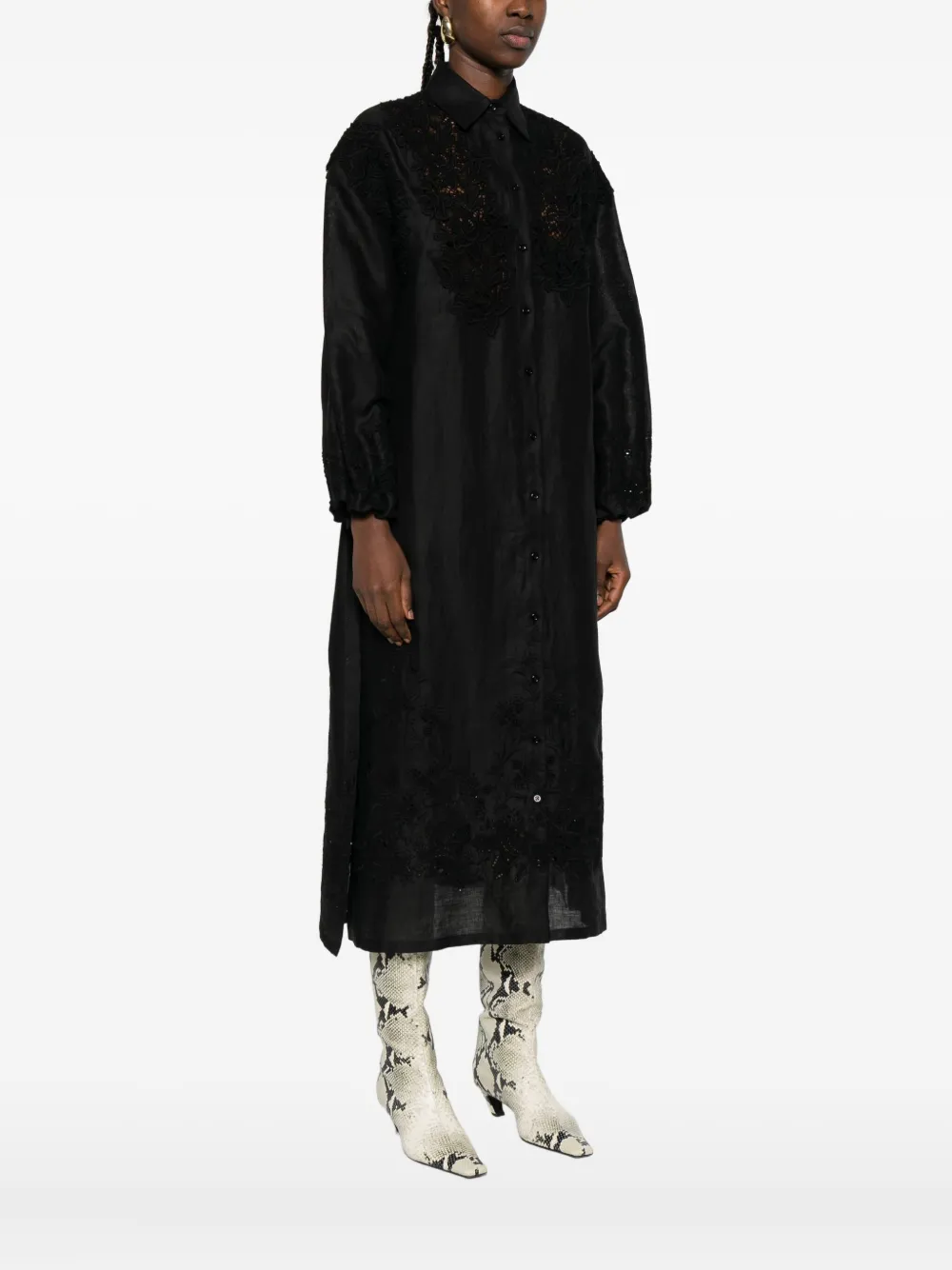Ermanno Scervino Blouse met geborduurde kraag Zwart