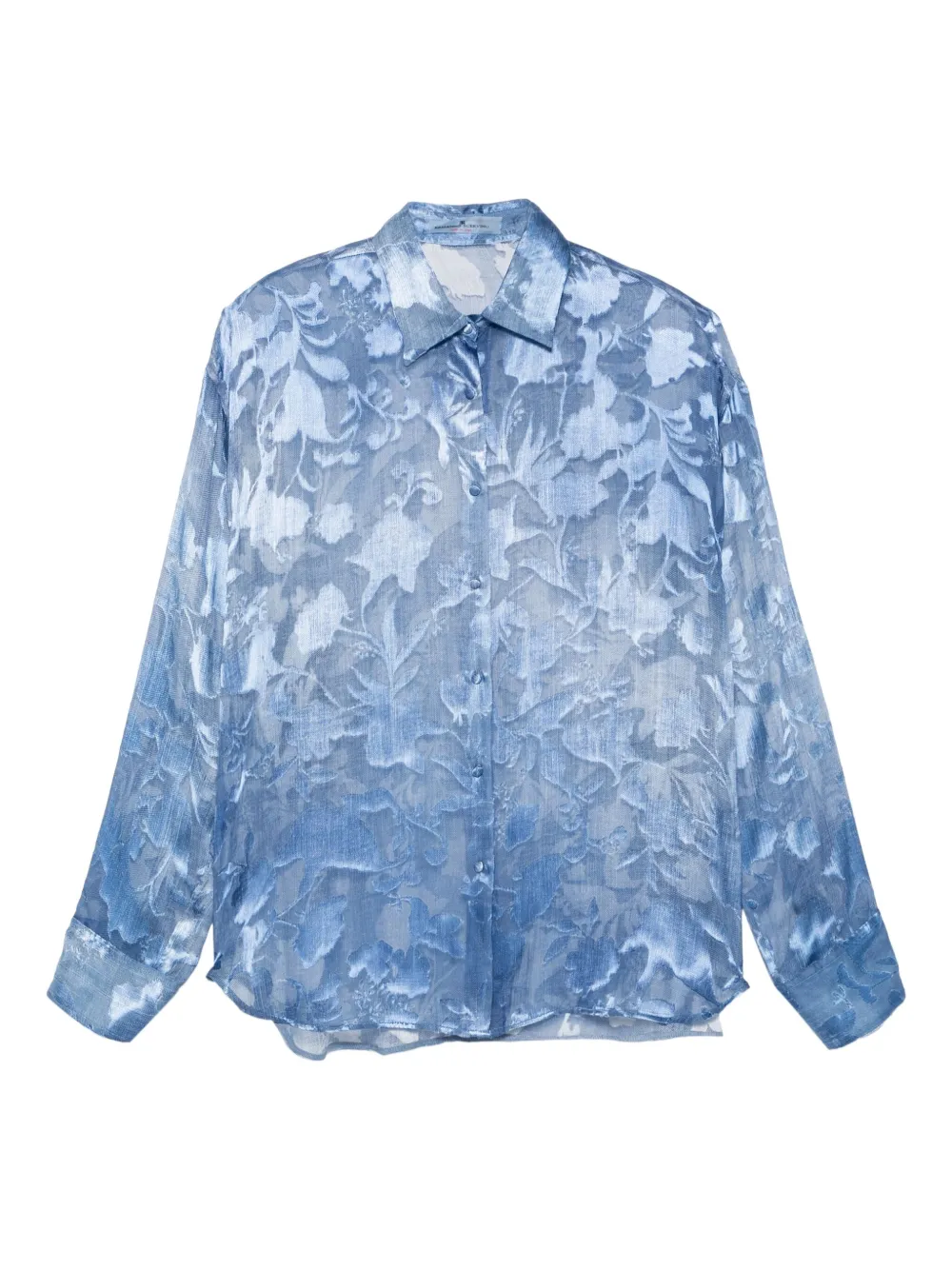 Ermanno Scervino Zijden blouse met bloemenprint Blauw