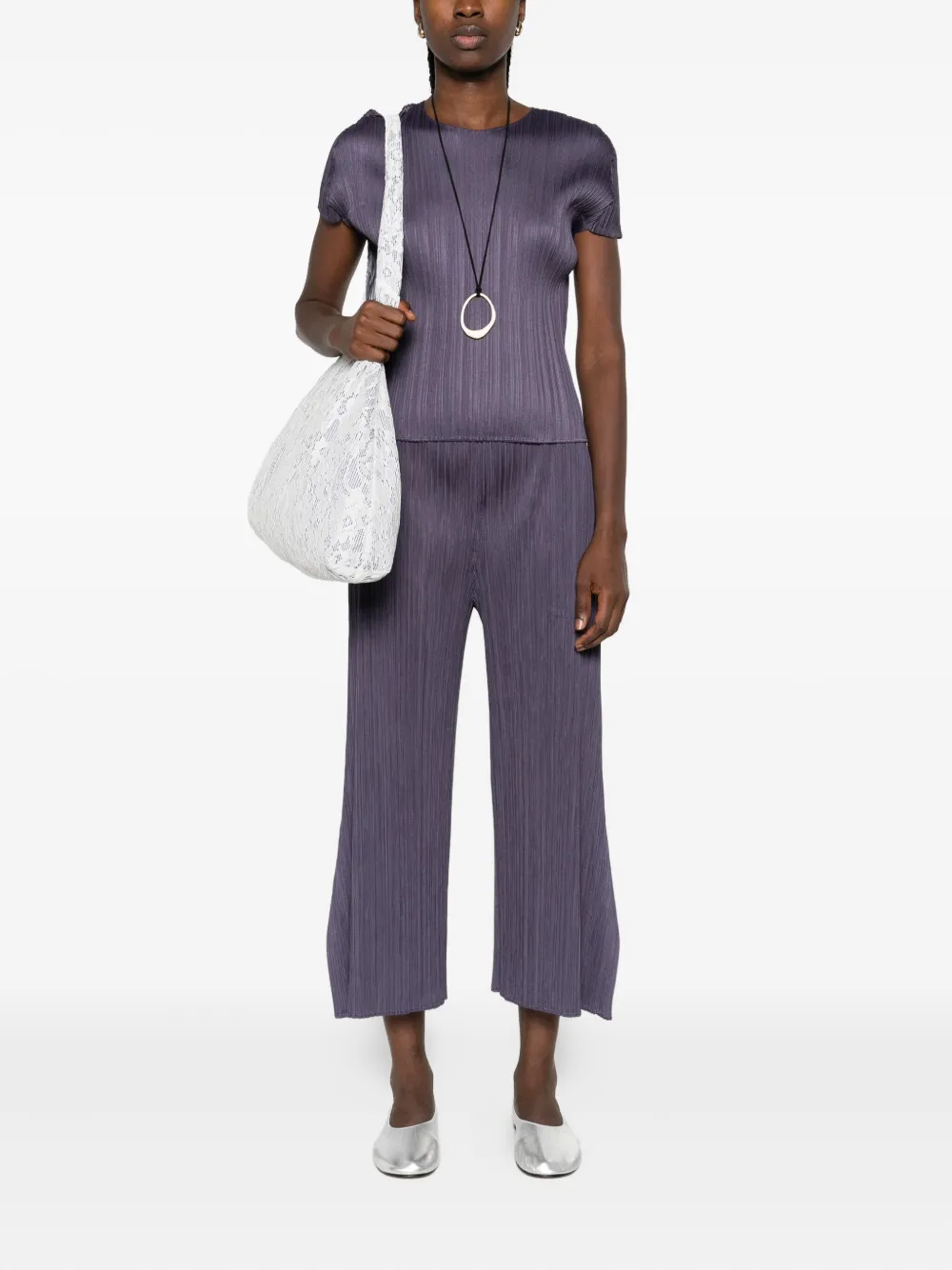 Pleats Please Issey Miyake pleated short-sleeved top - Blauw