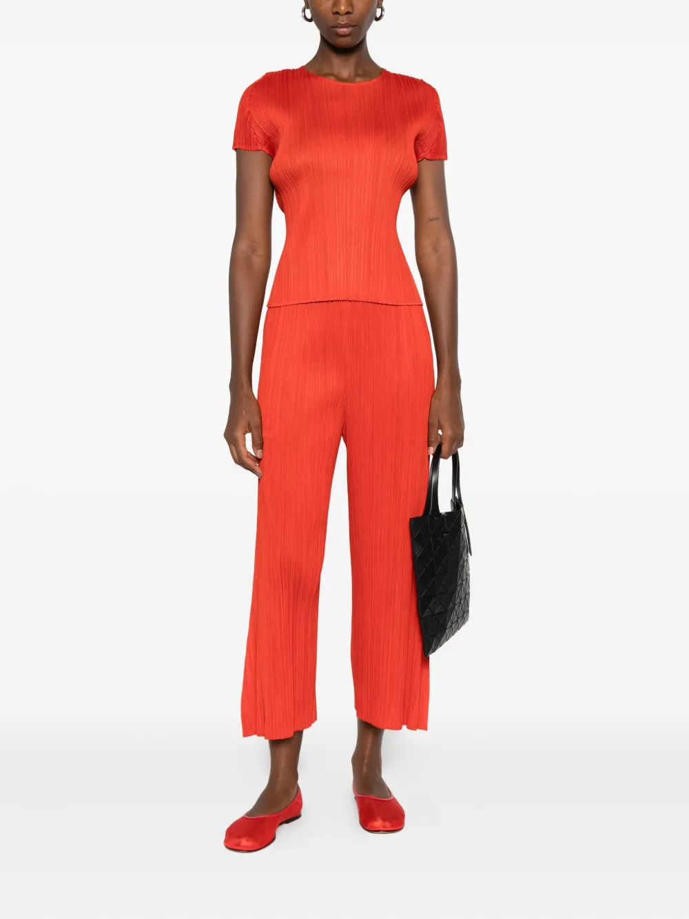 Pleats Please Issey Miyake pleated short-sleeve top - Rood