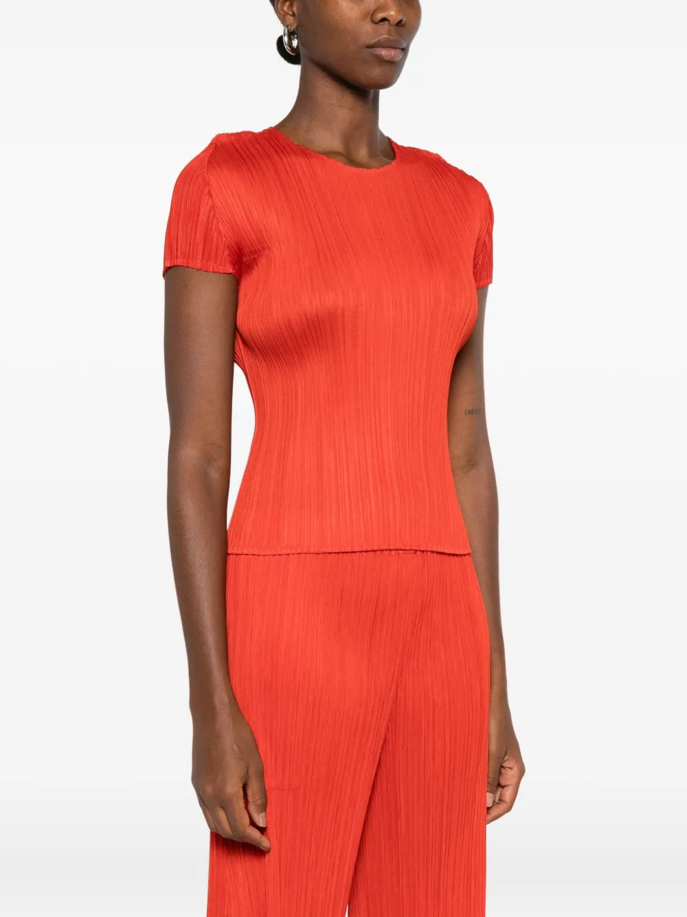Pleats Please Issey Miyake Geplooide top Rood