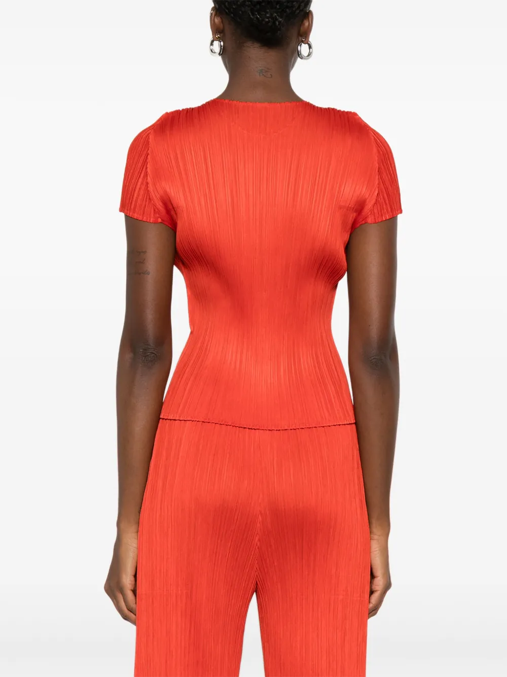 Pleats Please Issey Miyake Geplooide top Rood