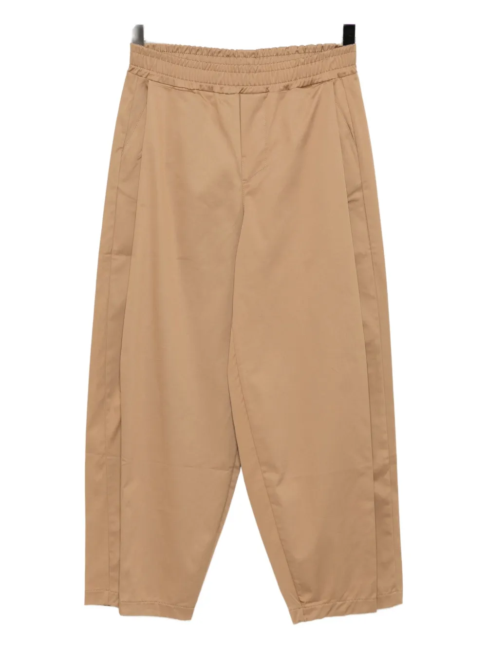 Msgm Embroidered-logo Tapered Trousers In Brown