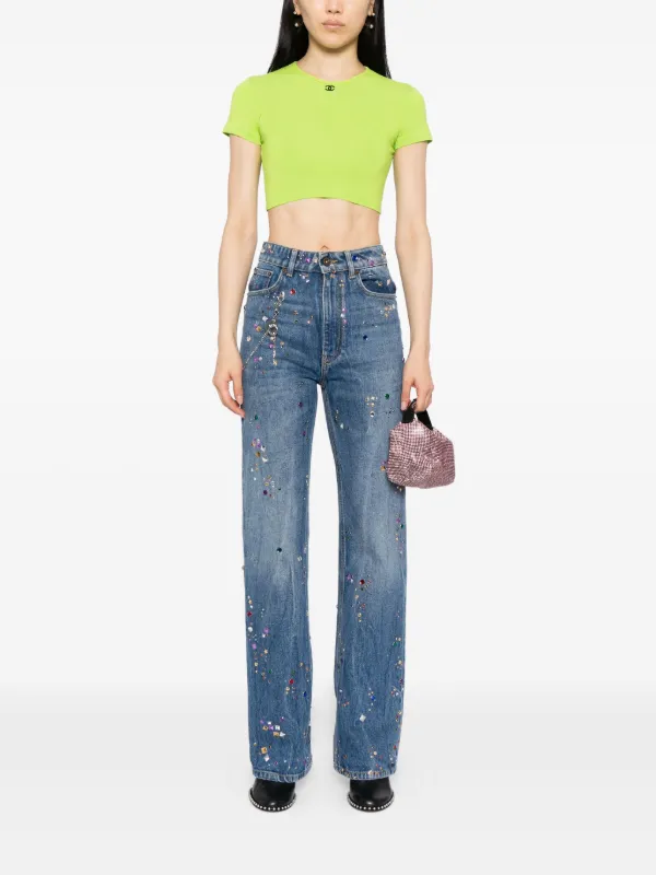 CHANEL Pre-Owned 1995 Cropped T-shirt Top | Green | FARFETCH ZA