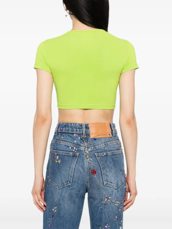 CHANEL Pre-Owned 1995 Cropped T-shirt Top | Green | FARFETCH