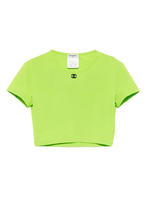 トップス CHANEL CHANEL Pre-Owned 1995 Cropped T-shirt Top | Green | FARFETCH ZA
